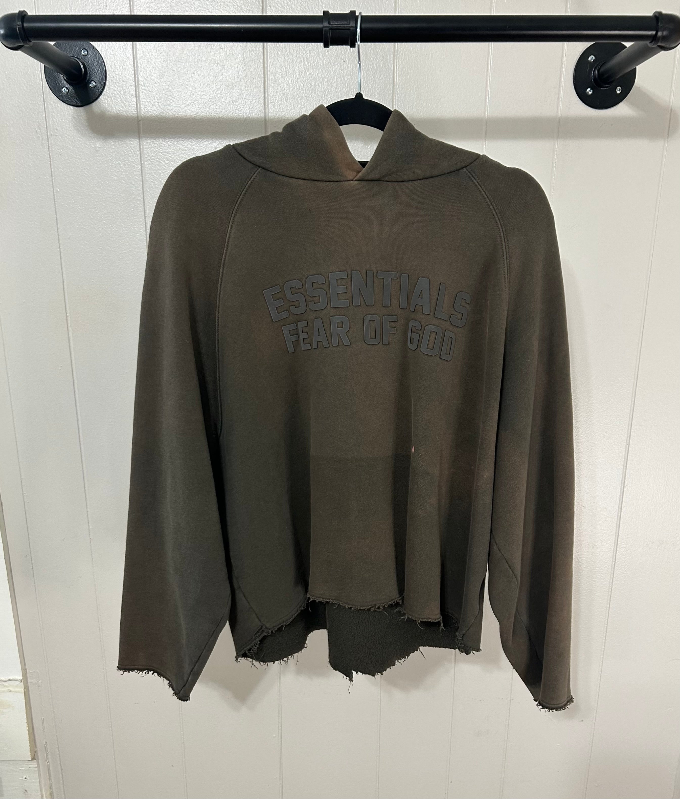 Essentials Custom Distressed Hoodie ‘Wood’