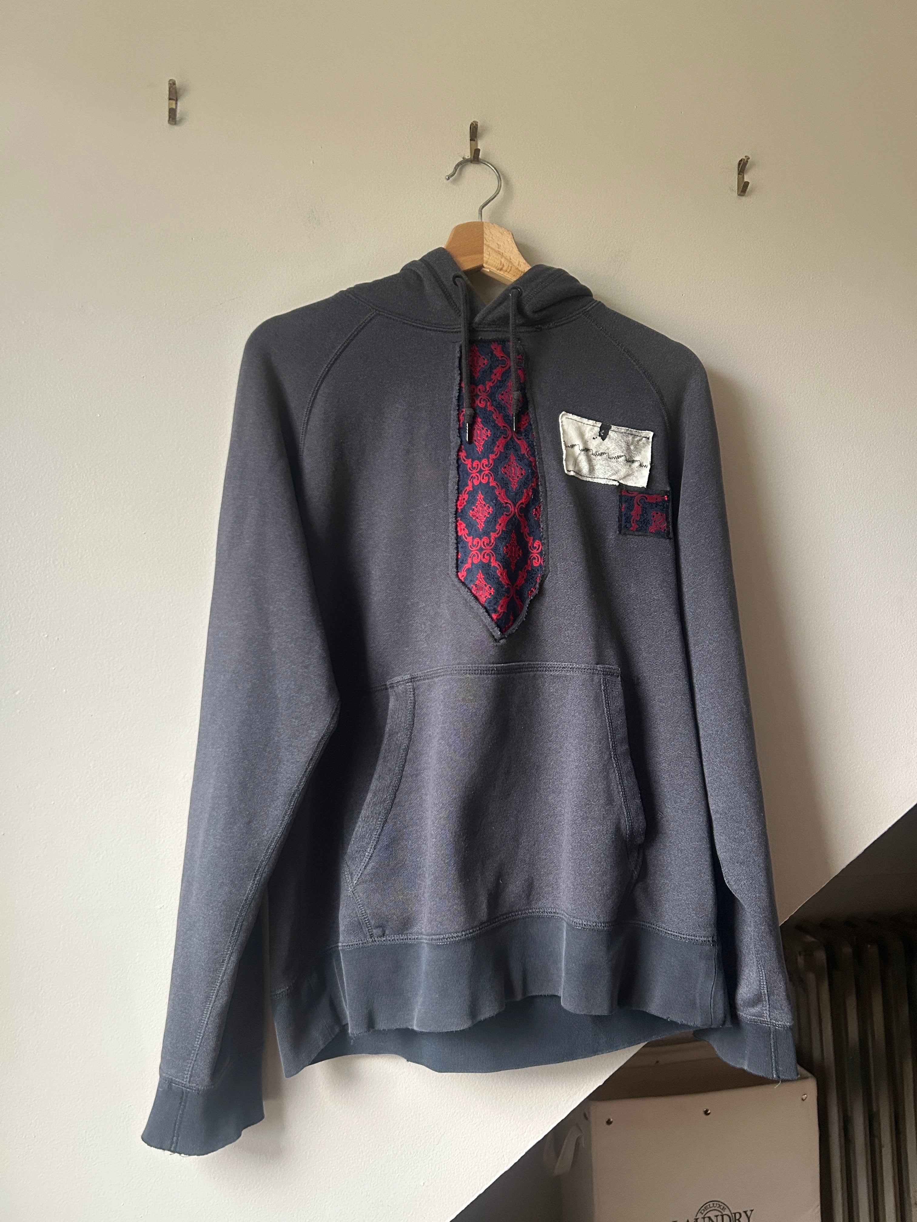 Patina Crimson Tie Patchwork Hoodie