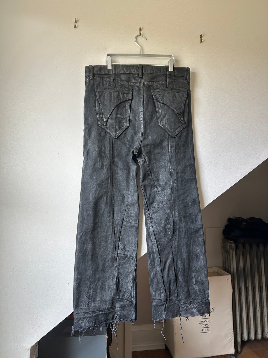 Patina Charcoal Waxed Lace Up Jeans